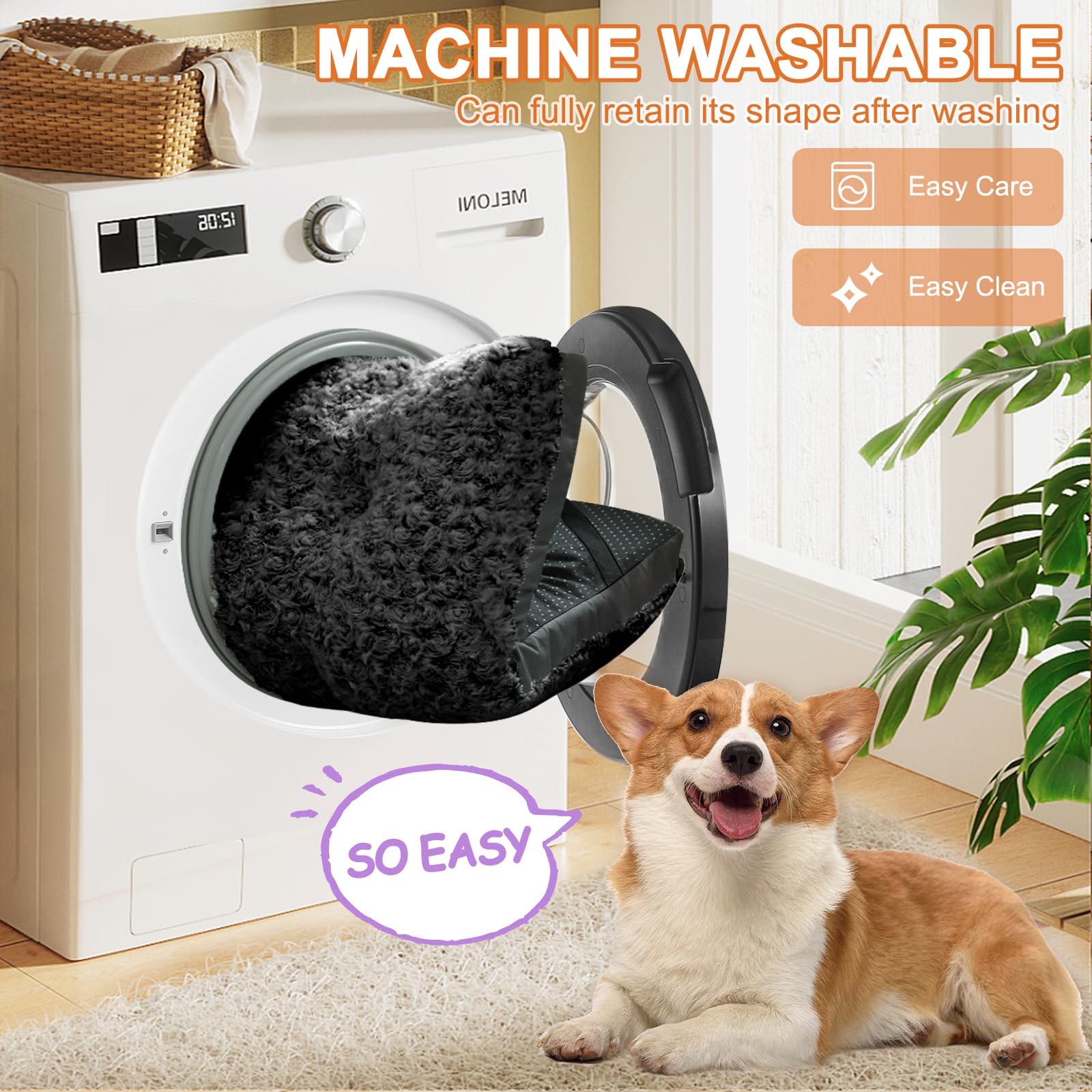 POCBLUE dog bed is machine washable for easy cleaning
