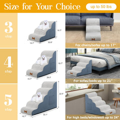 POCBLUE dog stairs low-angle curved slope allows gentle climbs onto beds.