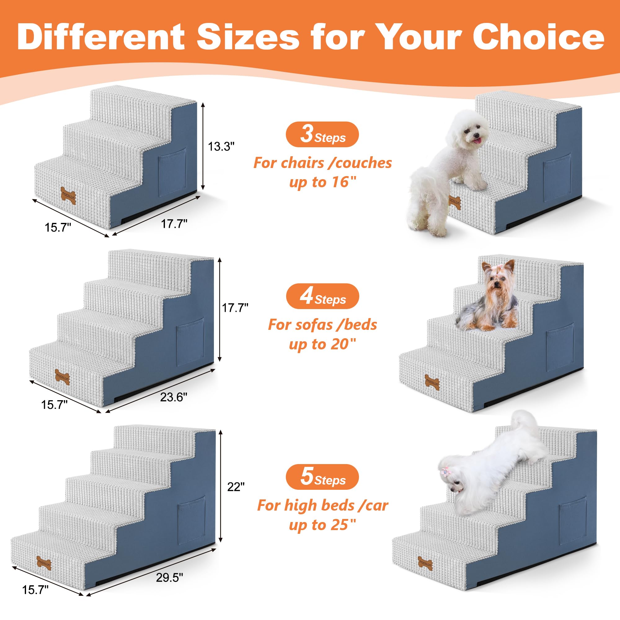 POCBLUE dog stairs non-slip bottom close-up for stability