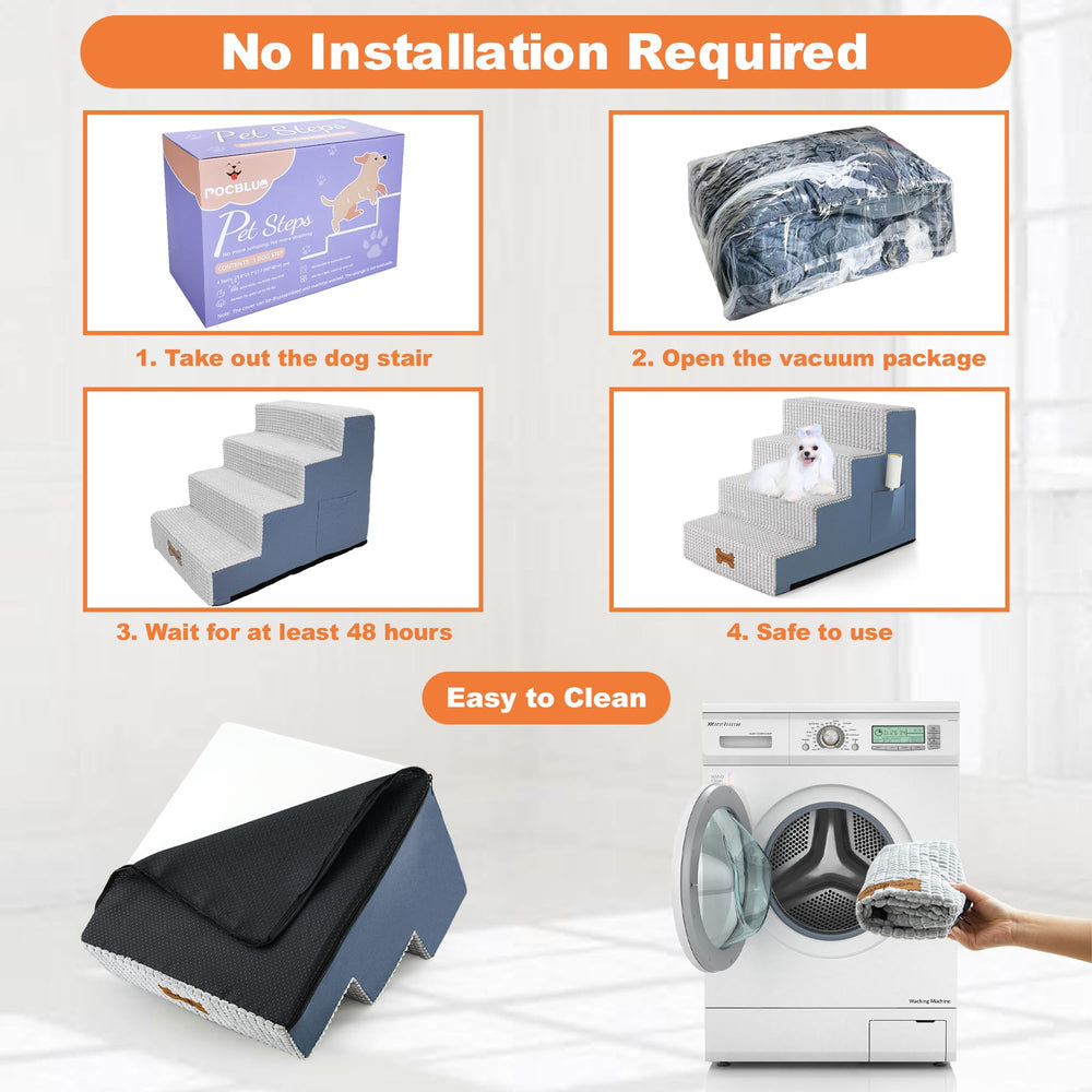 POCBLUE dog stairs come vacuum-sealed for compact packaging
