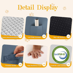 POCBLUE dog stairs soft coral velvet cover adds extra paw grip.