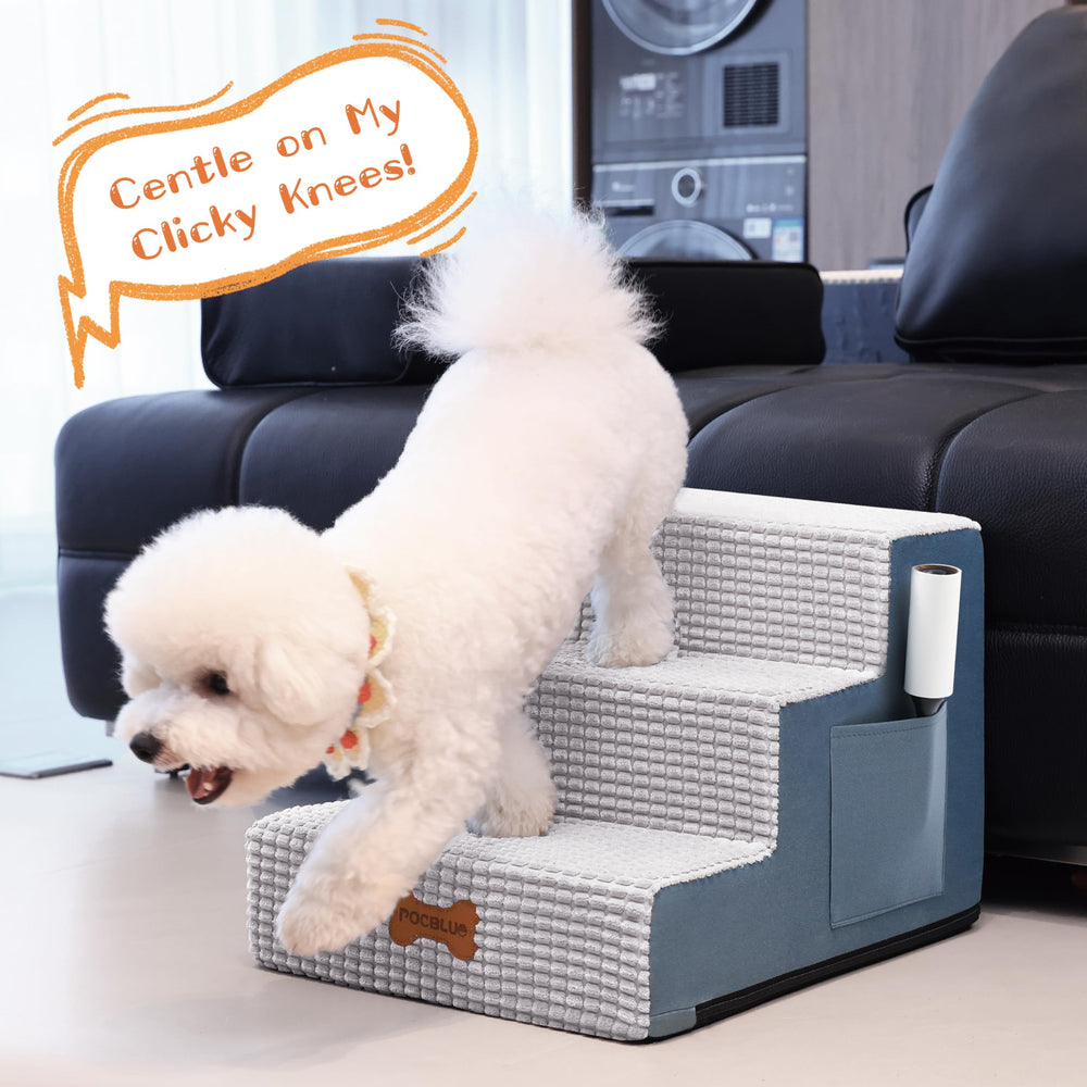 POCBLUE dog stairs soft velvet texture provides extra grip
