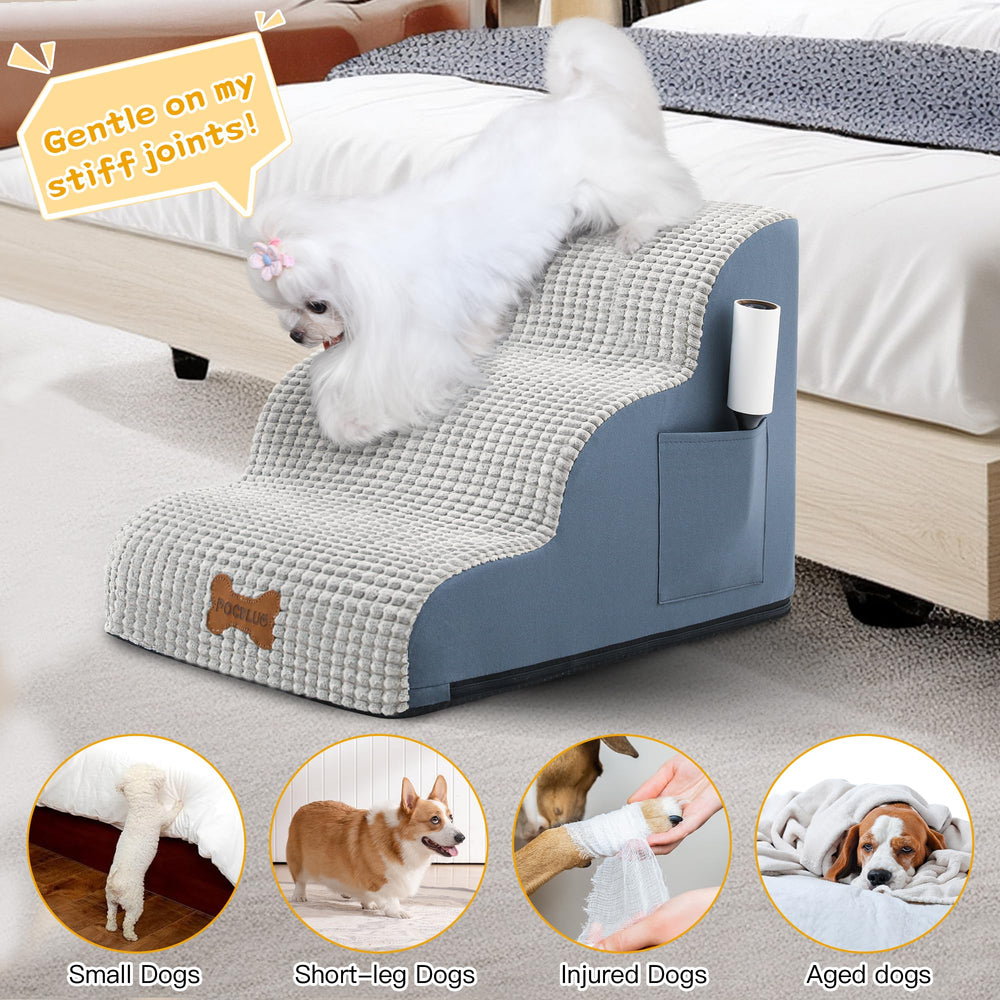 POCBLUE dog stairs washable cover simplifies cleaning and maintenance.