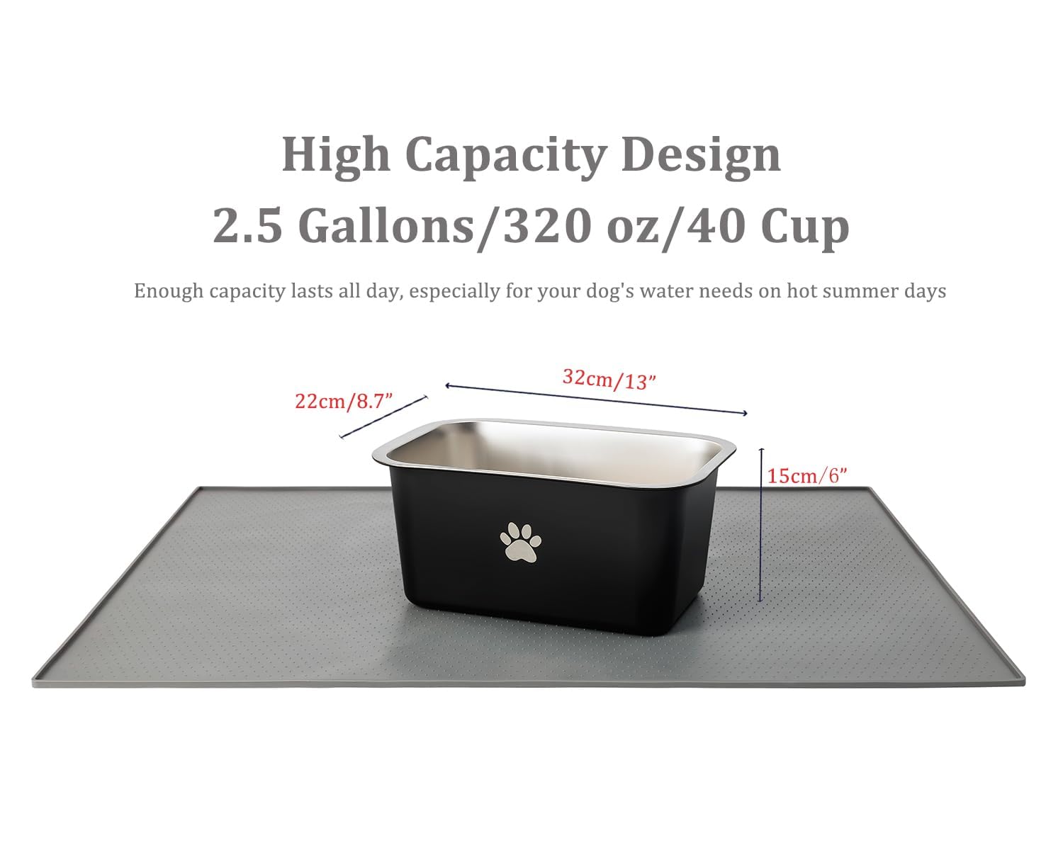 Podinor bowl shows non-slip feet for stable placement on outdoor surfaces.