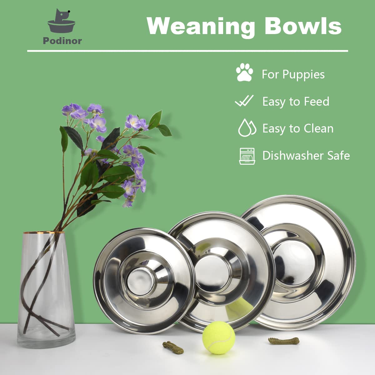 Podinor bowls stackable design saves space during travel.
