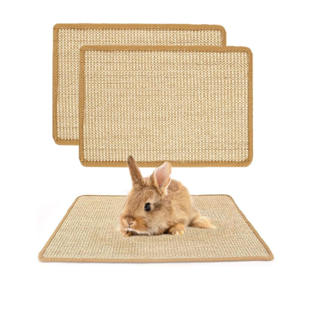 PODOO Bunny Scratch Pad 2-pack, durable sisal surface for chewing and cage protection.