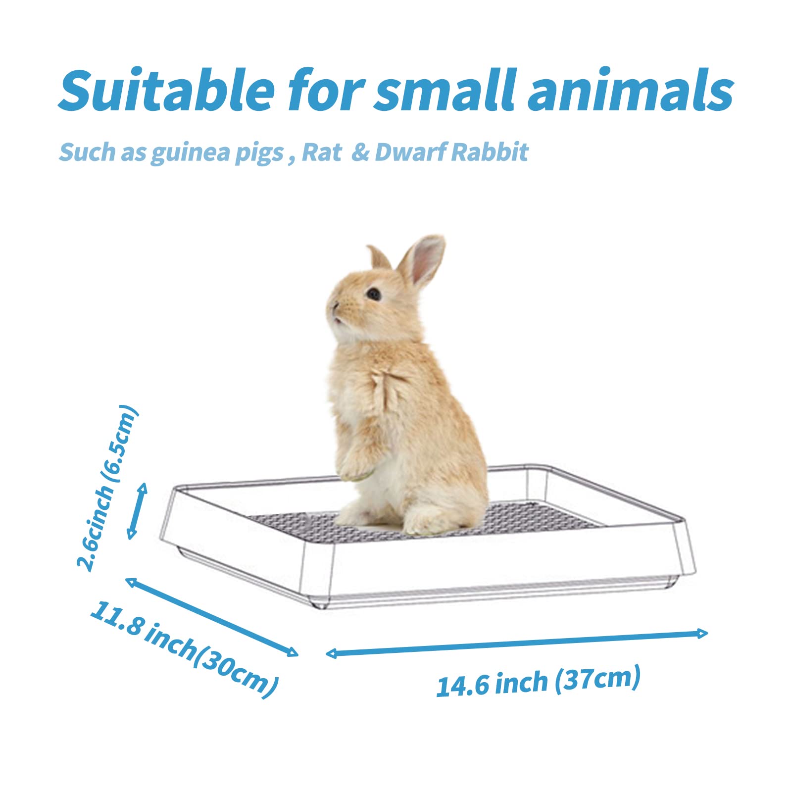 PODOO Rabbit Litter Box low-entry design allows easy access for small pets.