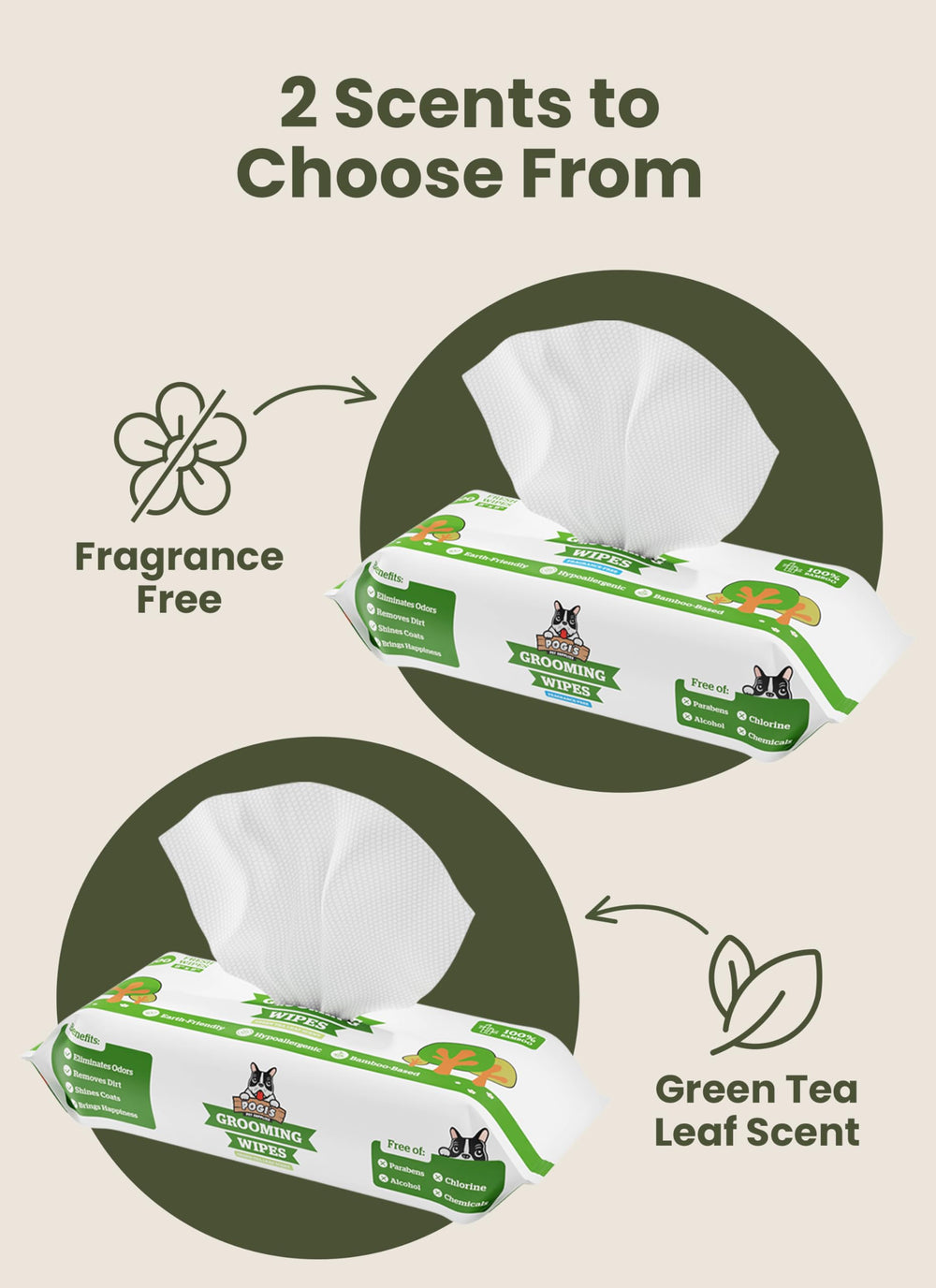 Pogi's Dog Grooming Wipes packaging for on-the-go cleaning.