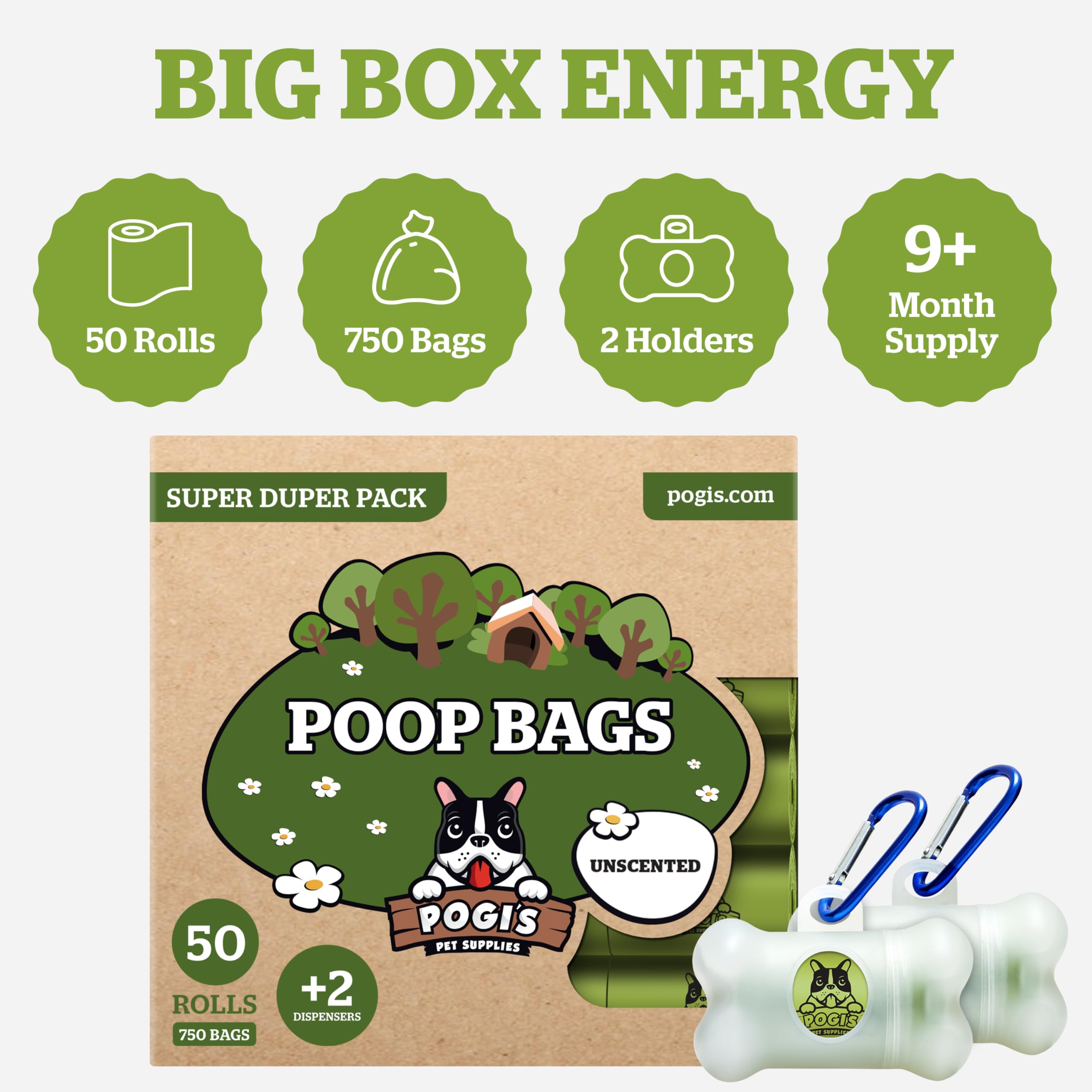 Pogi's Dog Poop Bags 50-roll bundle for long-term walks.