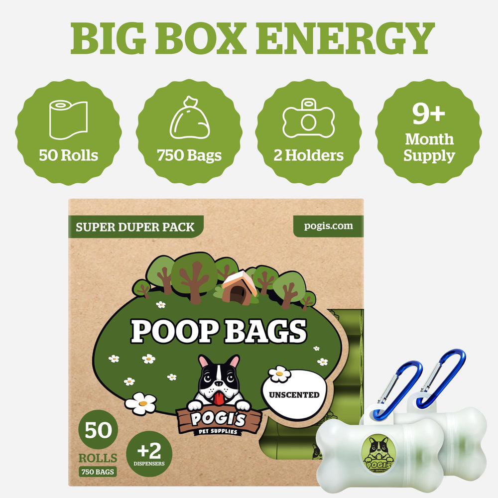 Pogi's Dog Poop Bags 50-roll bundle for long-term walks.
