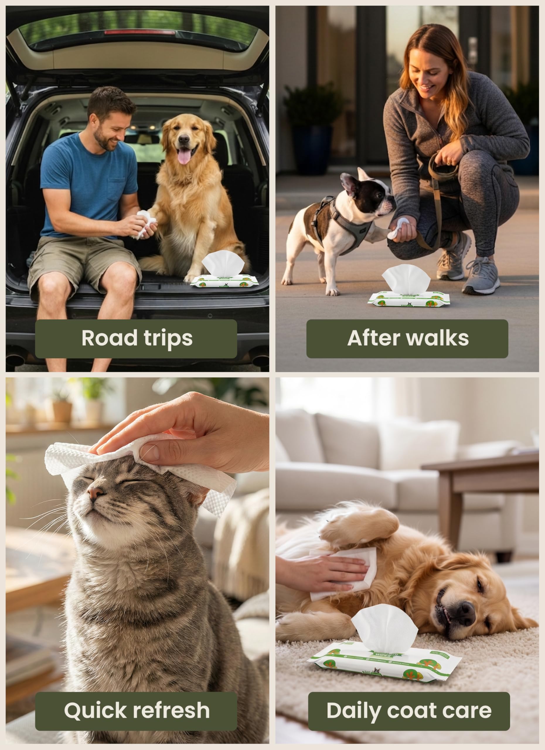 Pogi's Dog Wipes textured pad ensures thorough cleansing.
