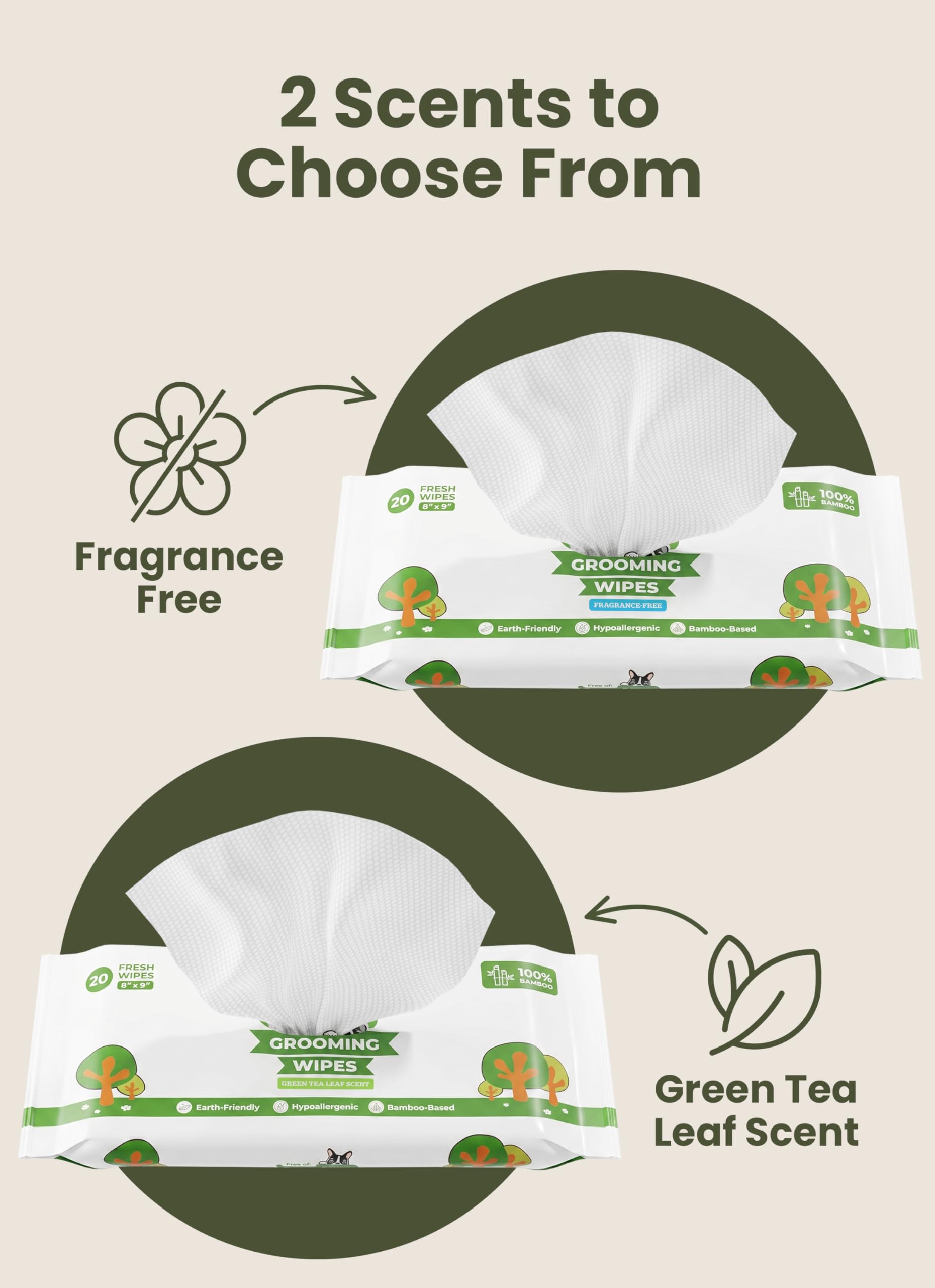 Pogi’s Dog Wipes Travel Pack – green tea scent for a fresh aroma
