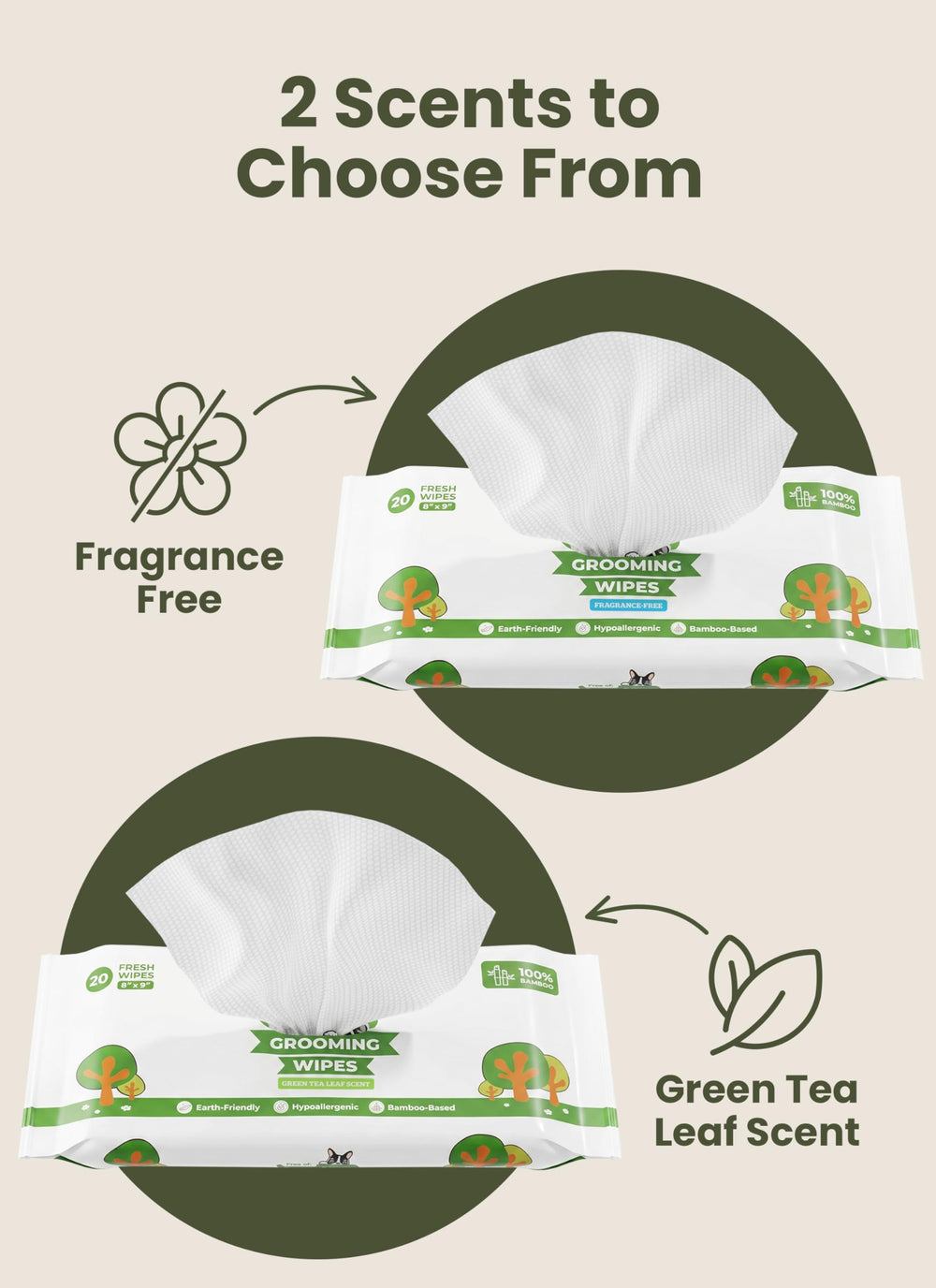 Pogi’s Dog Wipes Travel Pack – green tea scent for a fresh aroma