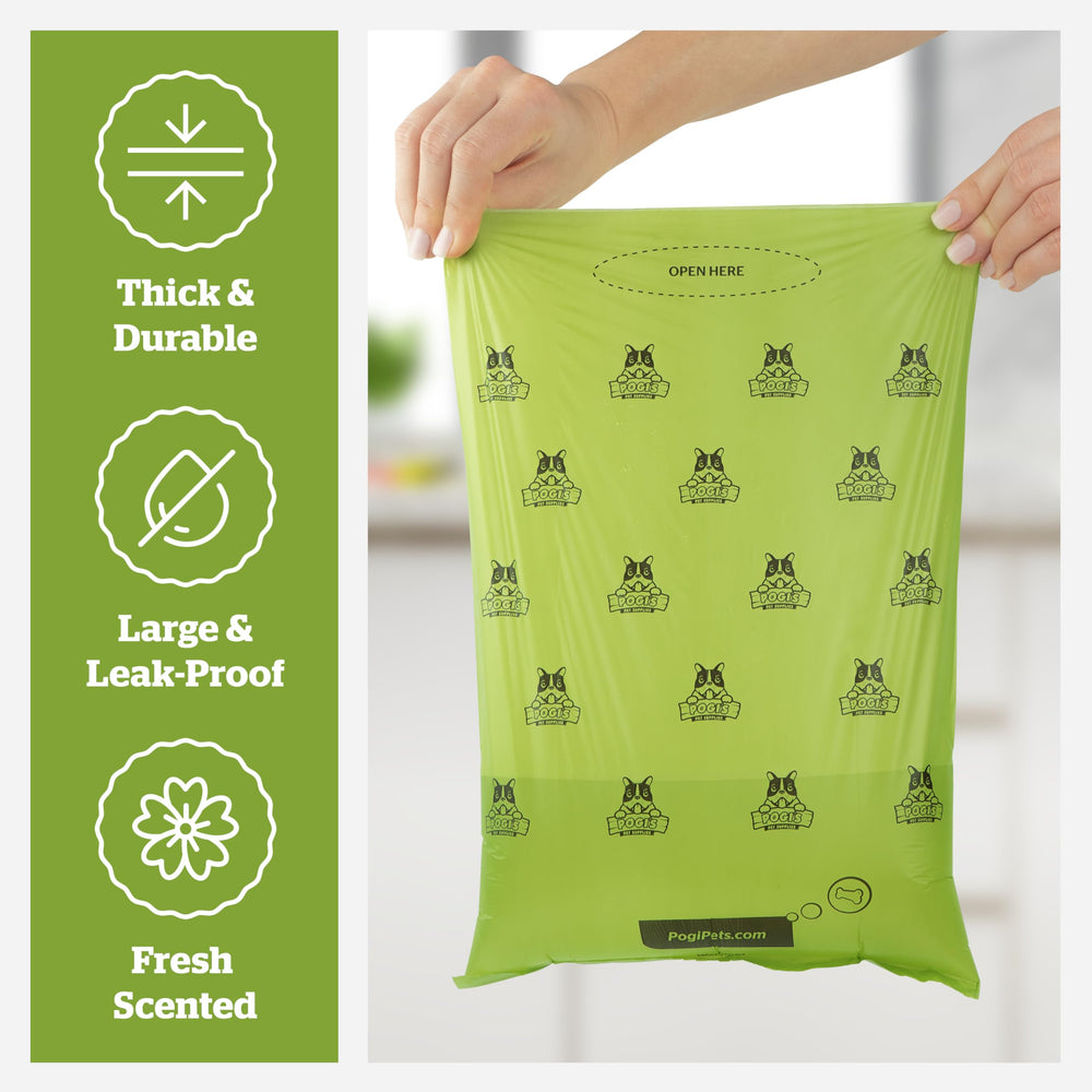 Earth-friendly packaging from Pogi's Poop Bags reduces waste.