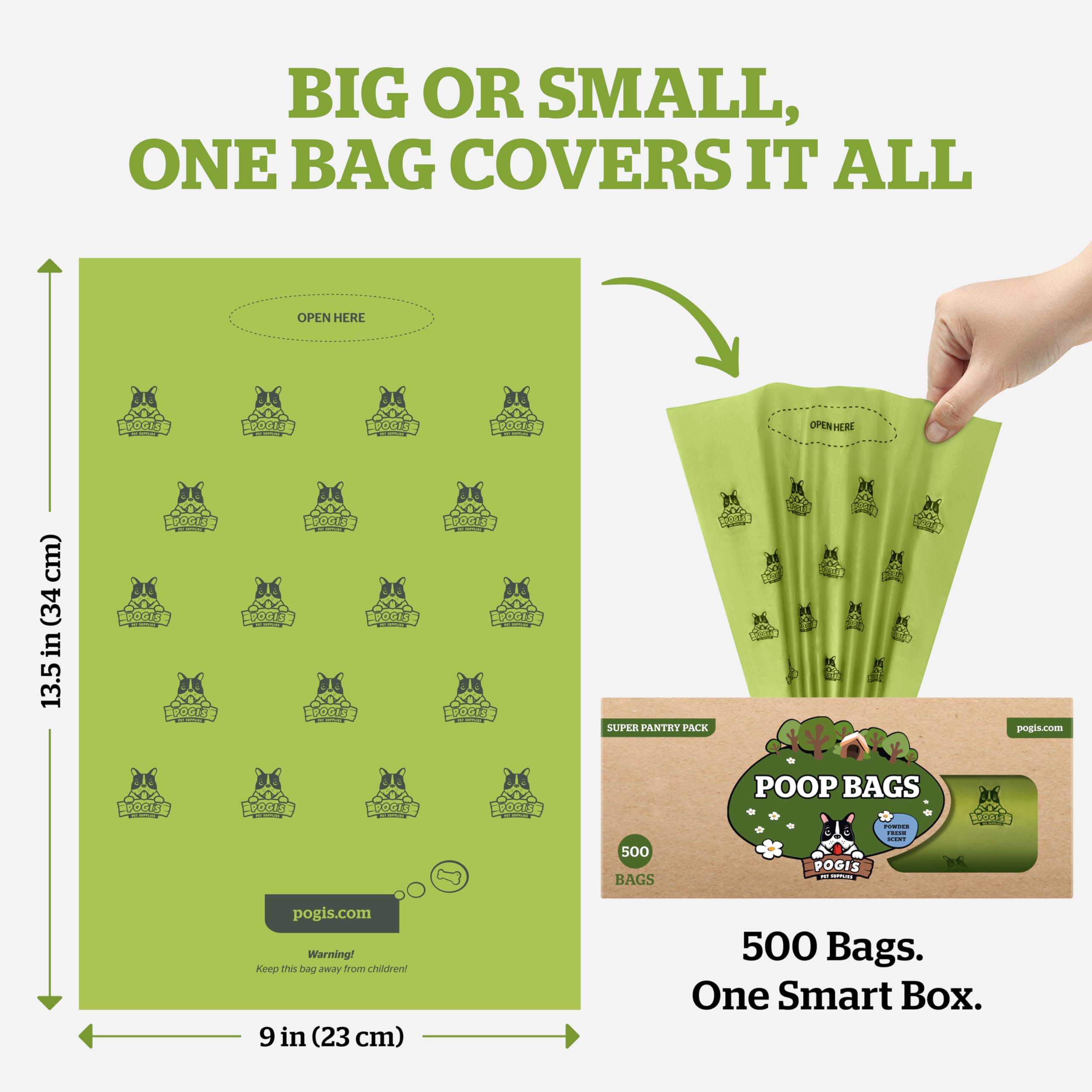 Extra-thick Pogi's bags help lock in odors during indoor bin use.