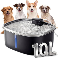 Pokpet Water Fountain 10L front view shows a spacious drinking area for pets.