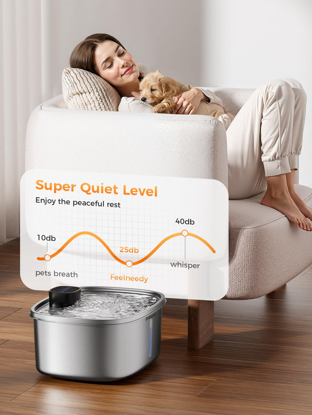 Pokpet large-dog friendly fountain with ample capacity