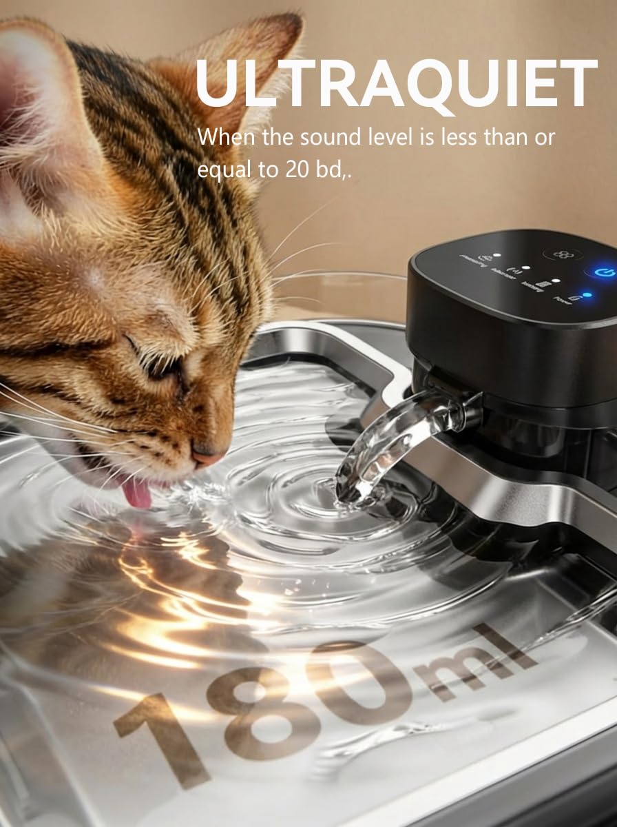 Pokpet water fountain stainless steel body for easy cleaning and hygiene