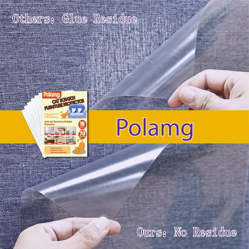 Polamg transparent adhesive shield blends with furniture while protecting surfaces.