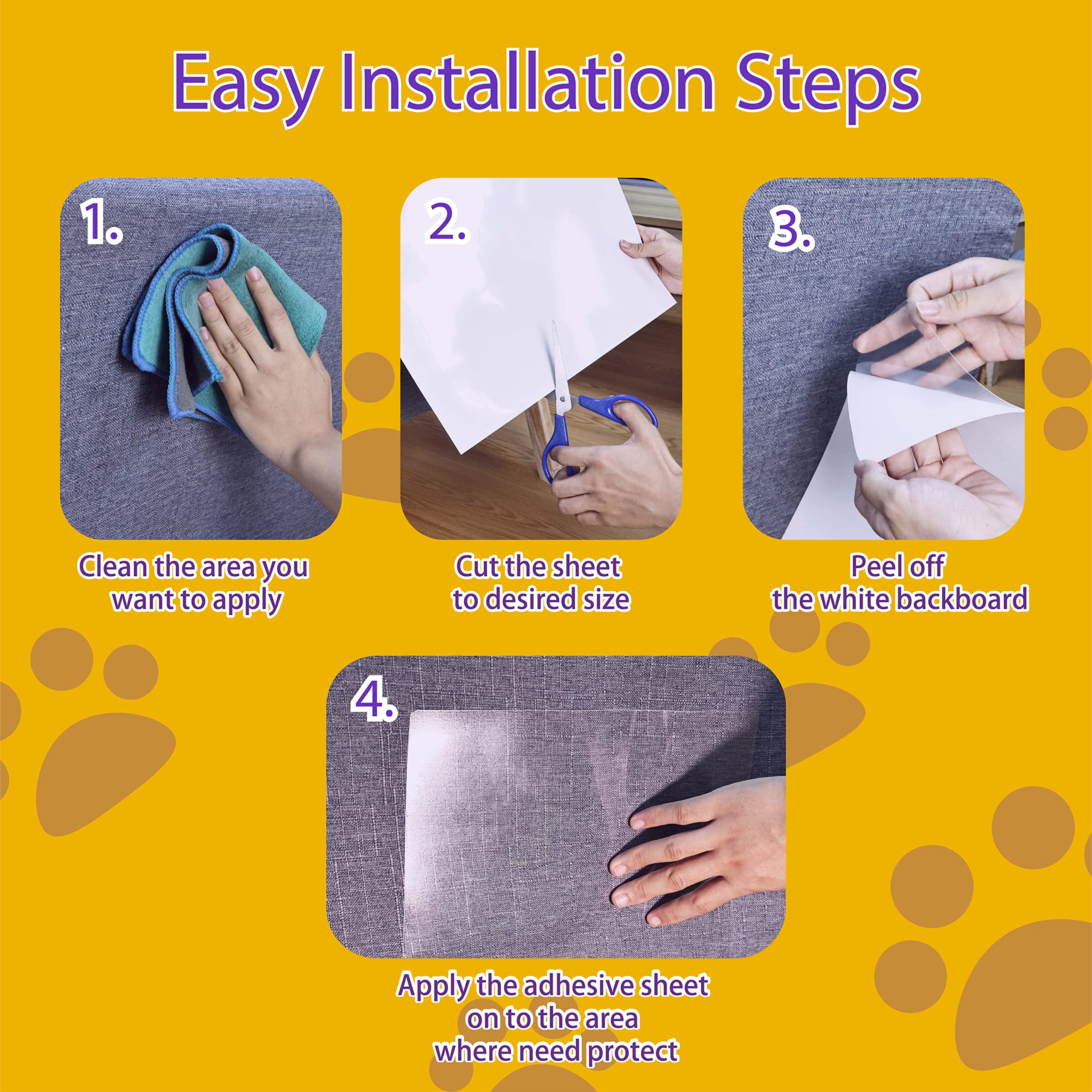 Polamg cat scratch protector adhesive-closeup emphasizes strong, residue-free adhesion.