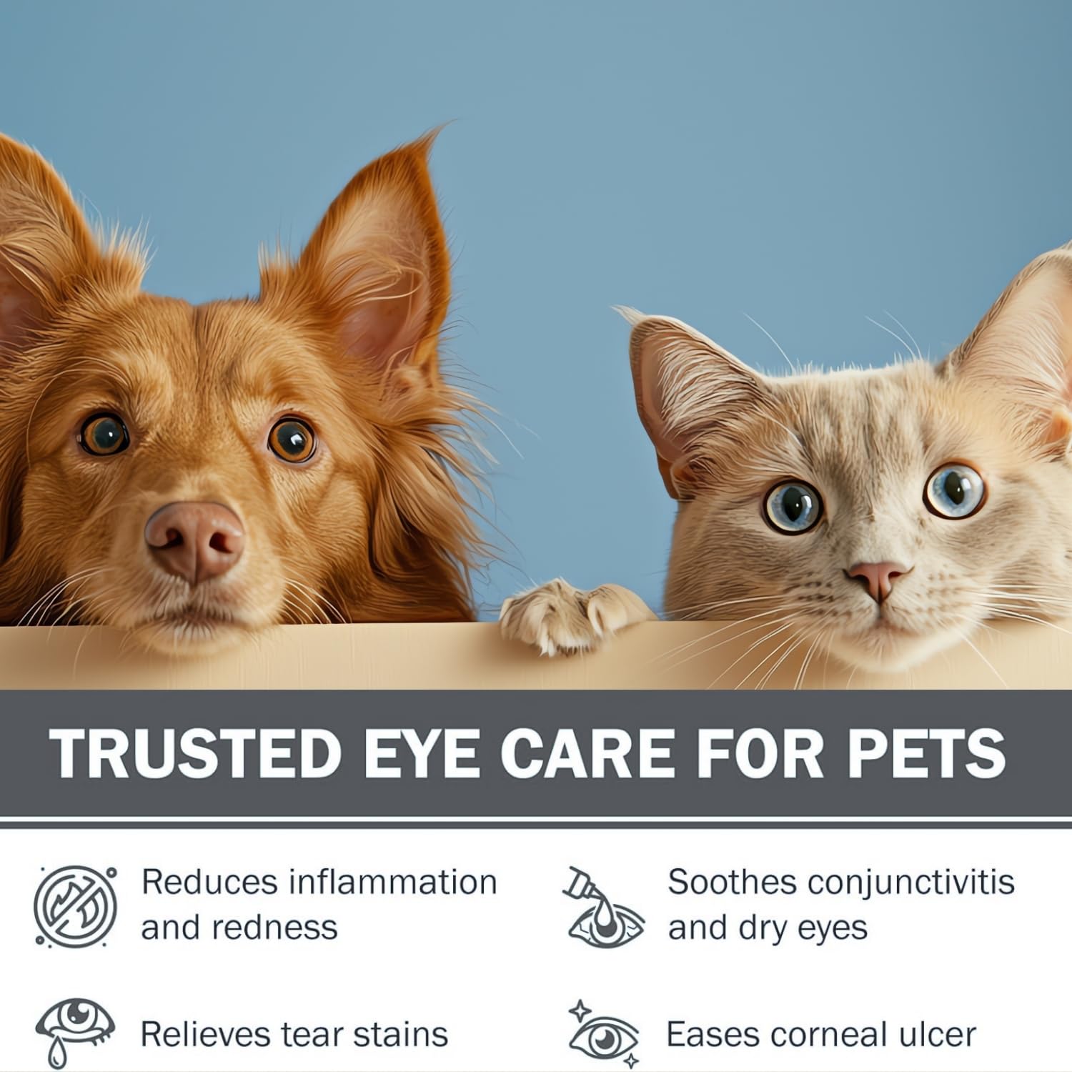 POLKA Terramypol eye ointment applied to a dog eye area.