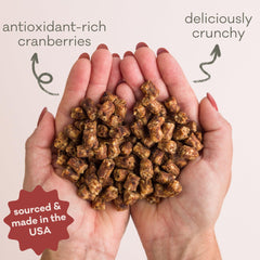Polkadog chicken and cranberry ingredients highlighted for limited ingredients
