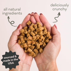 Polkadog Clam Chowda treat bites highlighting limited ingredient formula for sensitive stomachs.