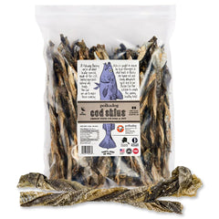 Polkadog Cod Skins packaging for dogs showing single-ingredient treats.