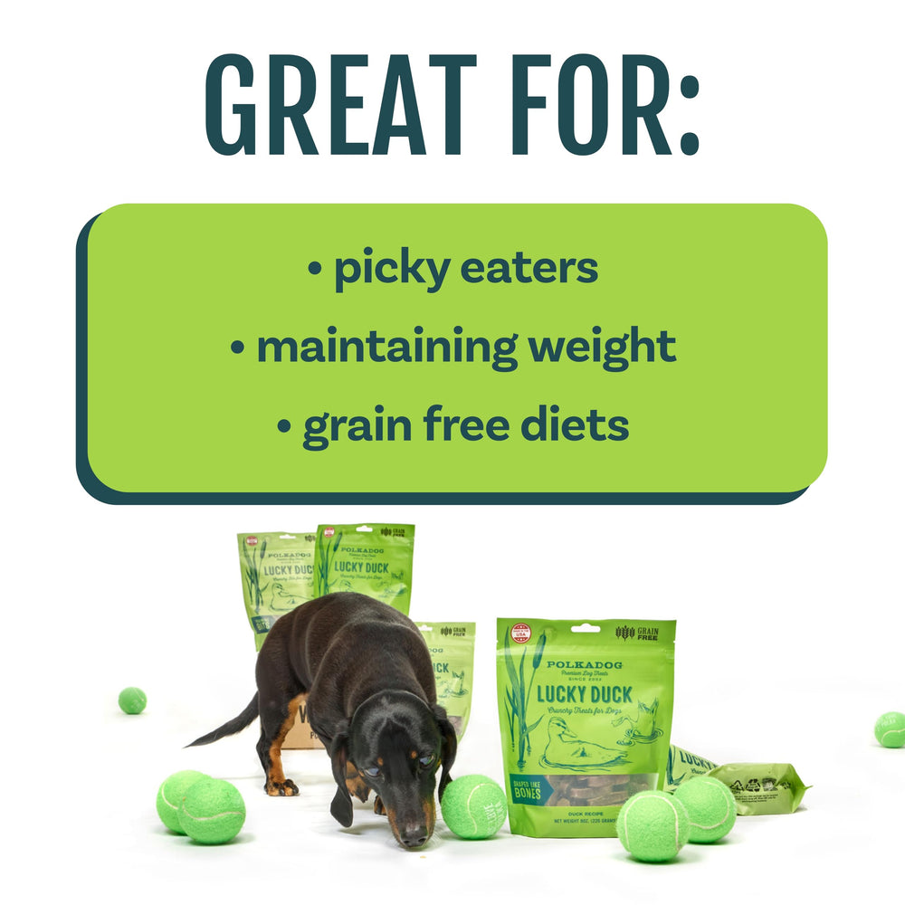 Polkadog Lucky Duck training bites are perfectly sized for all breeds and life stages
