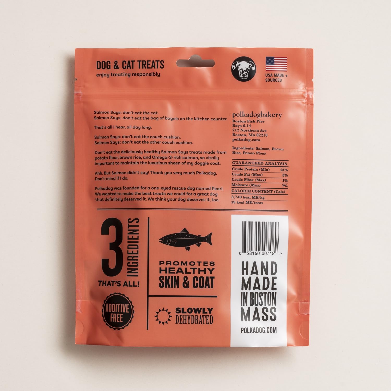 Polkadog Salmon Says 7oz packaging ready for on-the-go snacking.