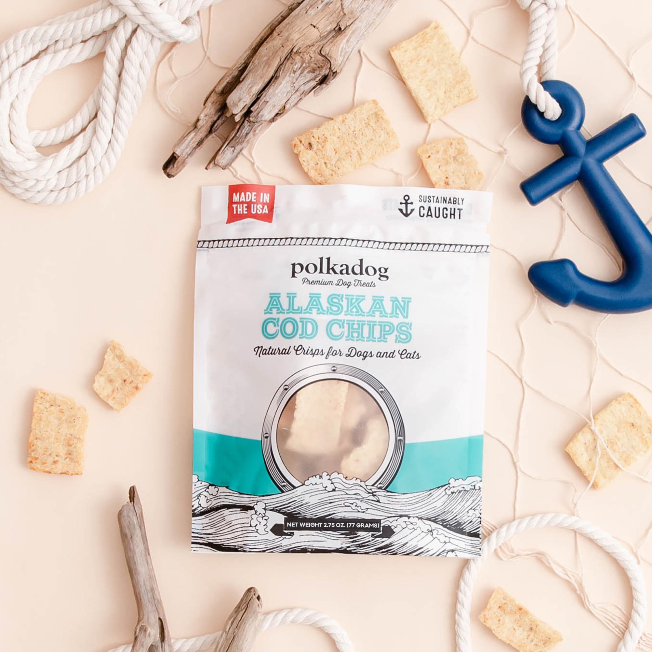 Polkadog sustainable Alaska fish sourcing, responsibly sourced dog treats.