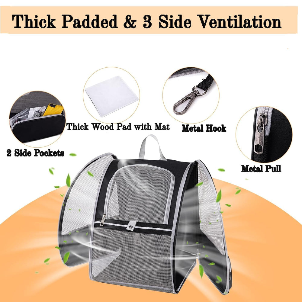 Pollason cat backpack mesh ventilation, breathable panels for airflow on outdoor trips.