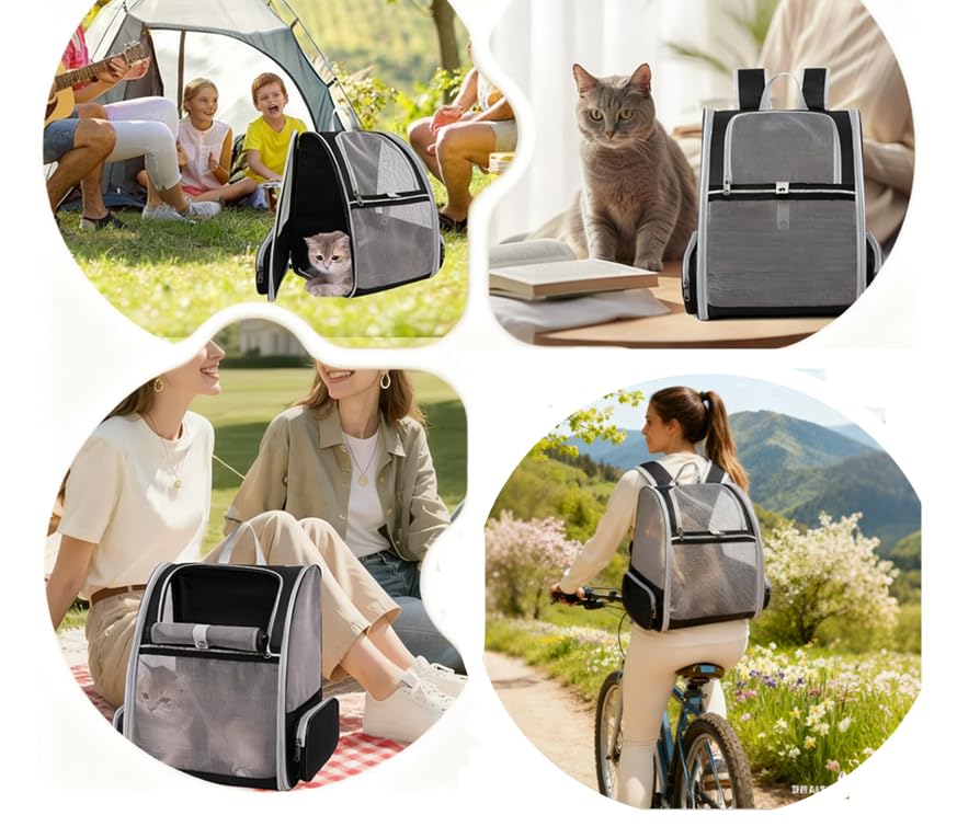 Pollason cat backpack top opening, lets pets peek out during walks.
