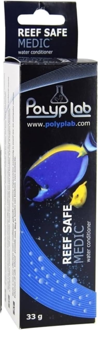 Polyp Lab Medic reef-safe parasite eliminator bottle for aquarium health.