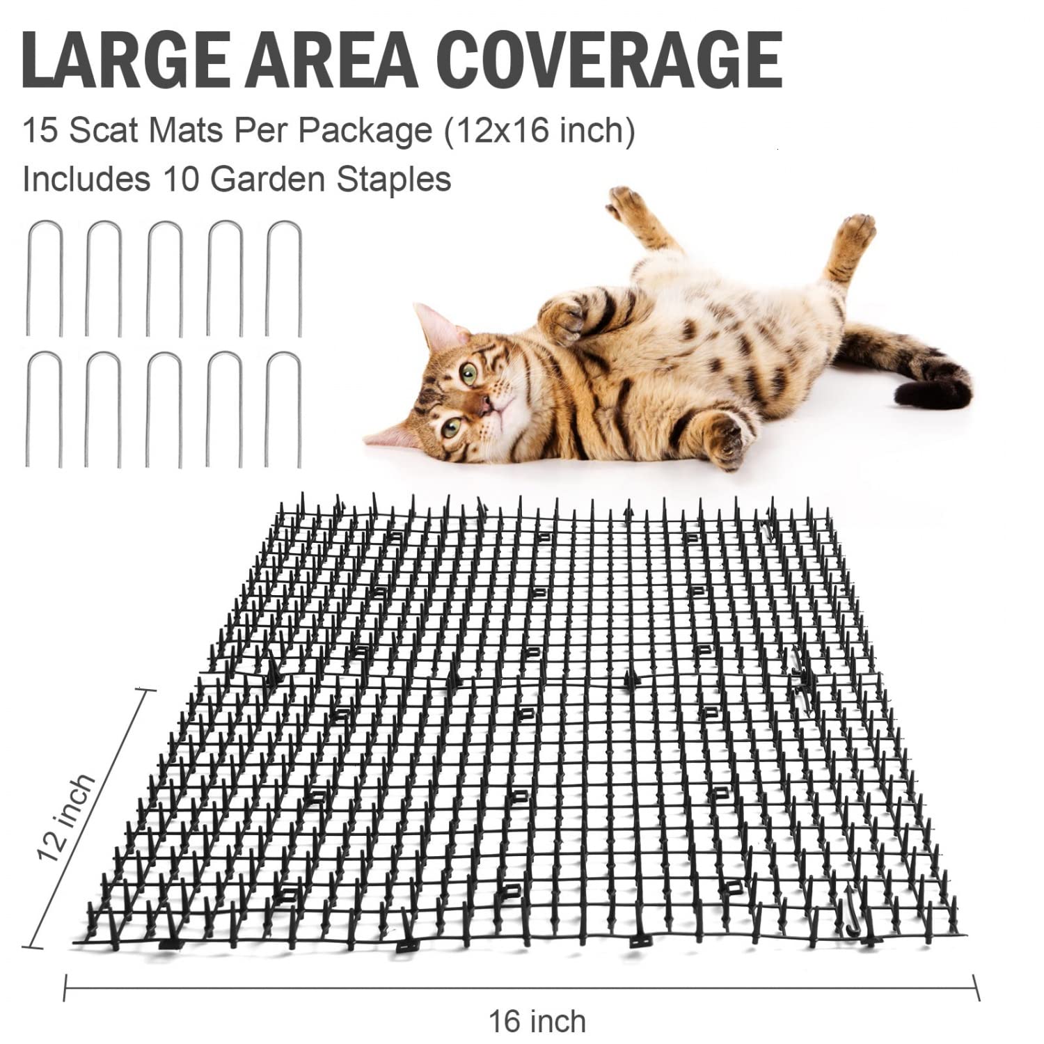 Pomeat scat mat with staples and hooks for secure edges
