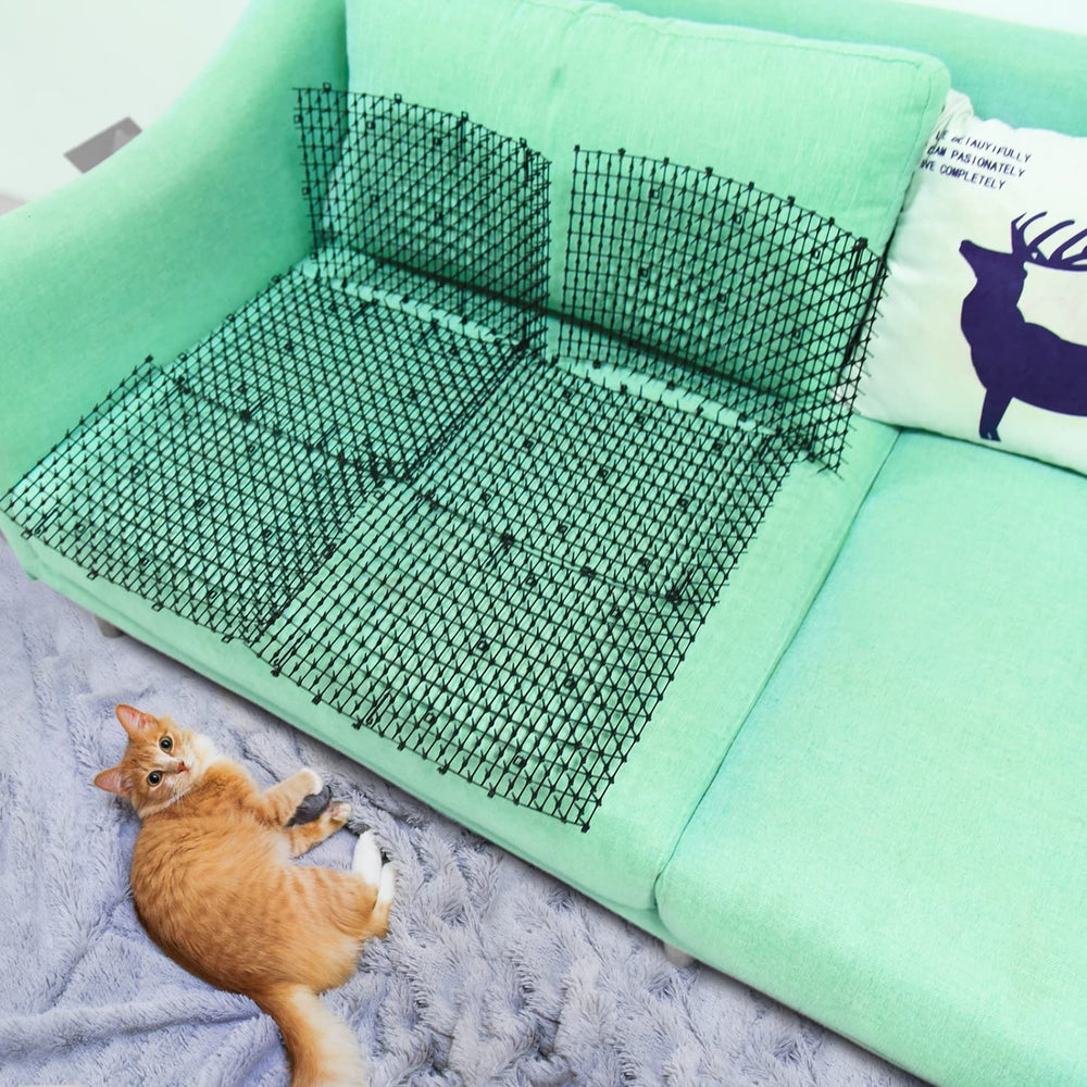 Pomeat scat mat outdoors blends with garden surroundings