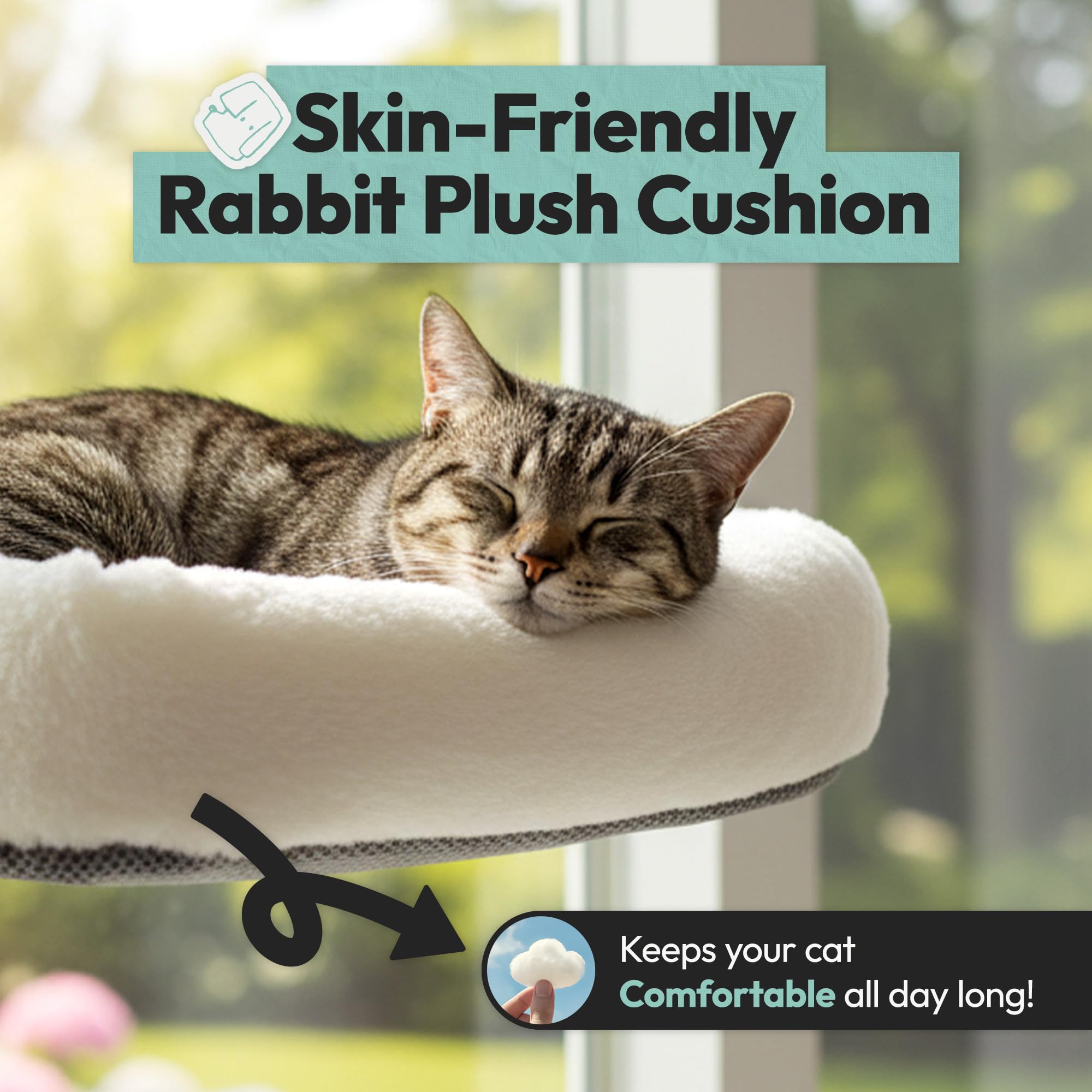 POMESEA four-suction-cups attachment ensures secure window mounting for playful cats.