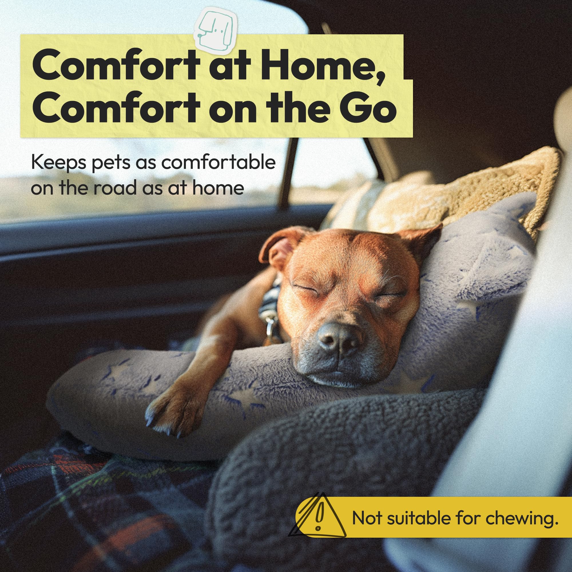POMESEA glow-in-the-dark pillow for car and home use by dogs and kids.
