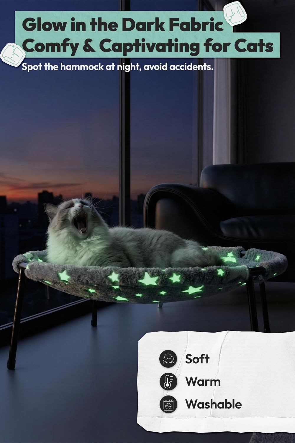 POMESEA cat hammock with steel-strong support for large cats