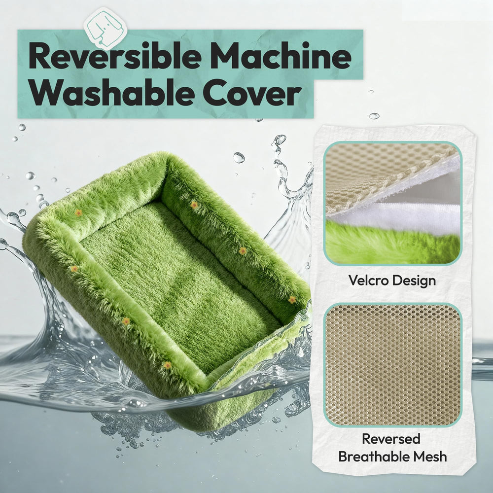 POMESEA cordless cat window perch cushion-green fabric offers plush rest.