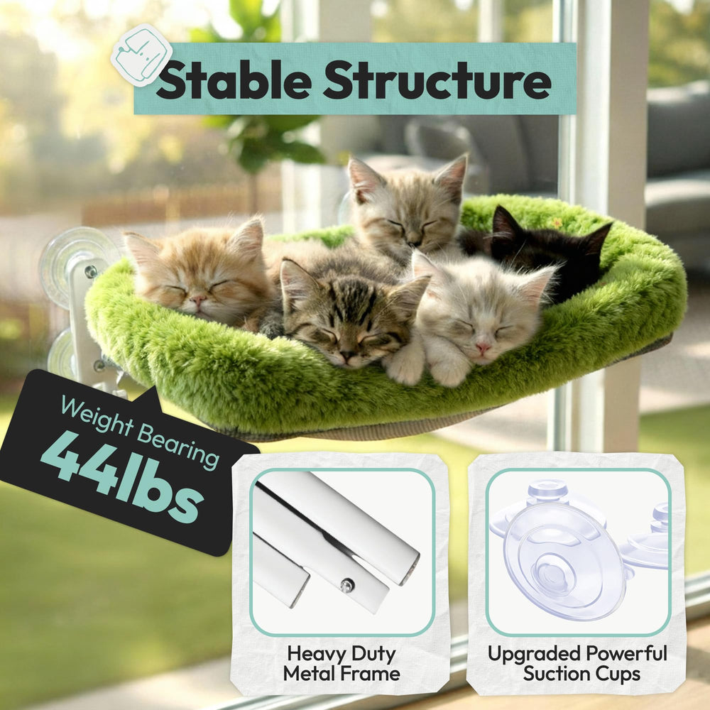 POMESEA cordless cat window perch foldable design folds for compact storage.