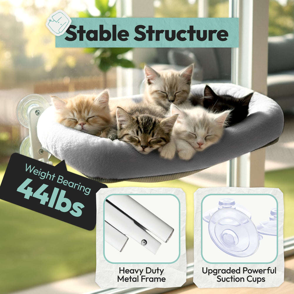 POMESEA cordless cat window perch patented hook design for storage