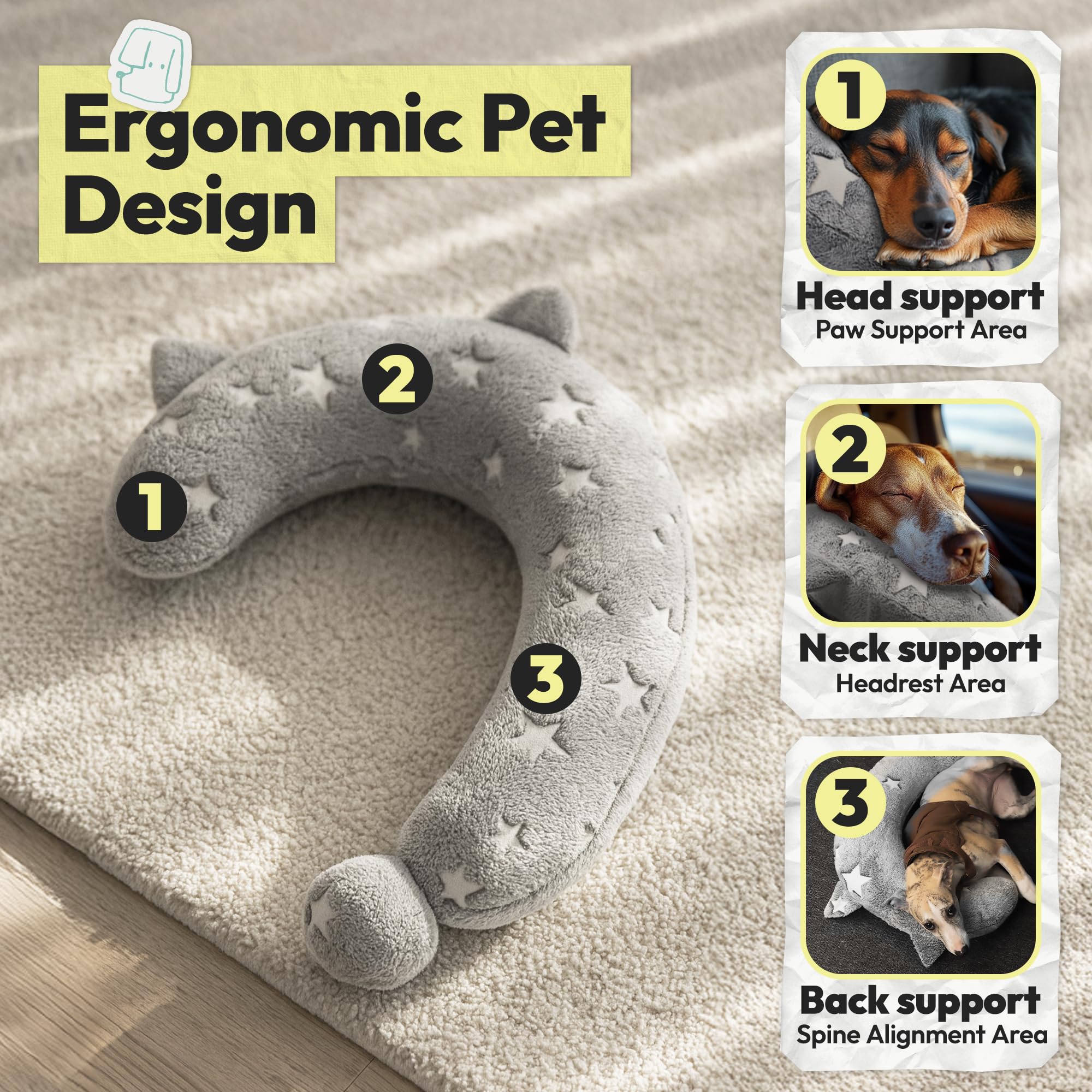 POMESEA dog question-mark pillow provides cozy support during relaxation.