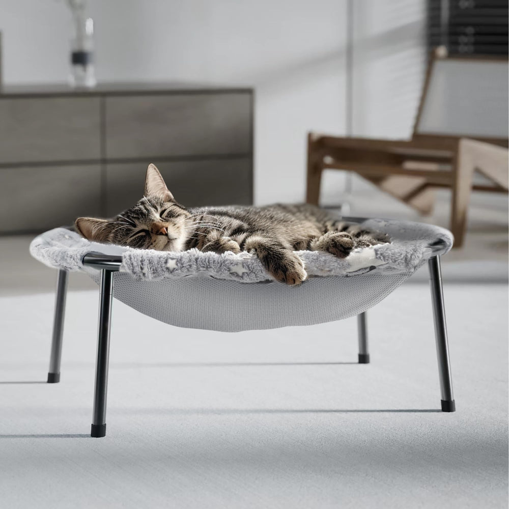 POMESEA elevated cat bed glow-in-the-dark fabric for night lounging