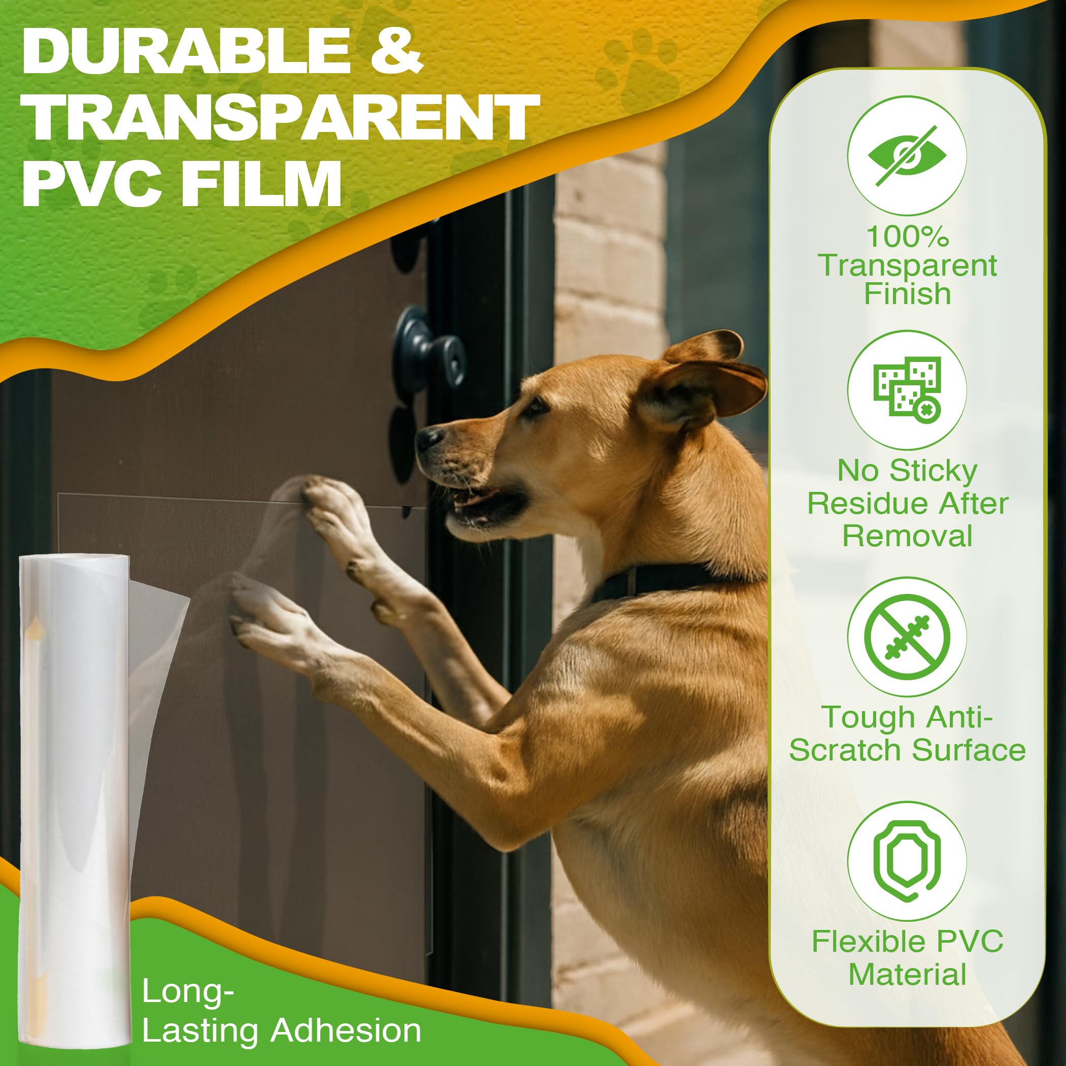 POMPET durable PET shield safeguards doors, walls, and frames from claws.