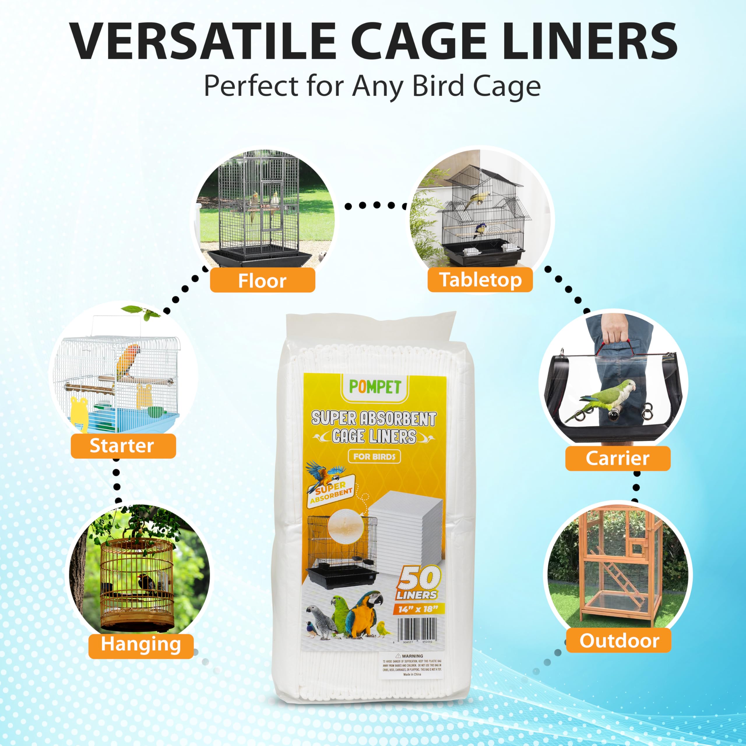 POMPET easy-cleanup liners fold and discard after use.