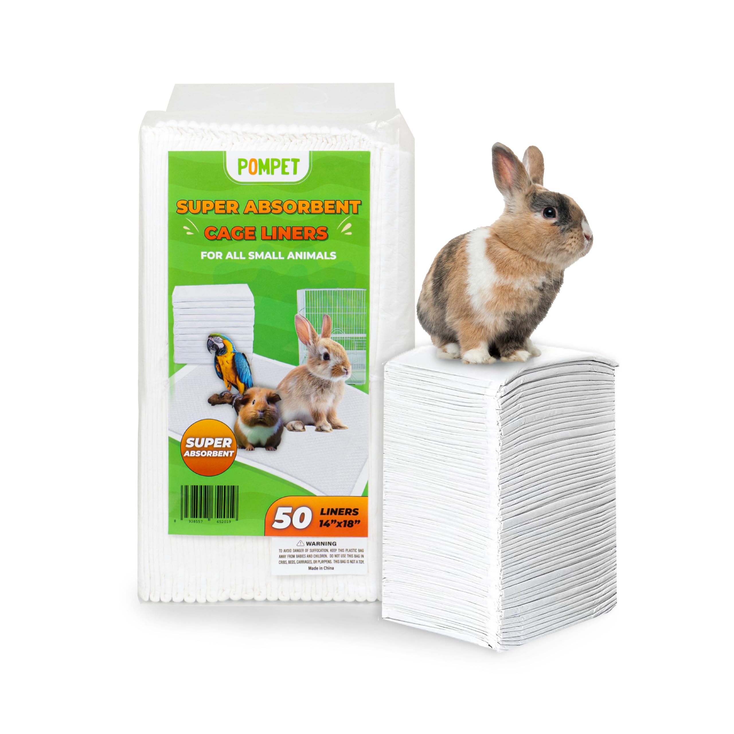 POMPET 14x18 liners suitable for small pets like guinea pigs and hamsters.