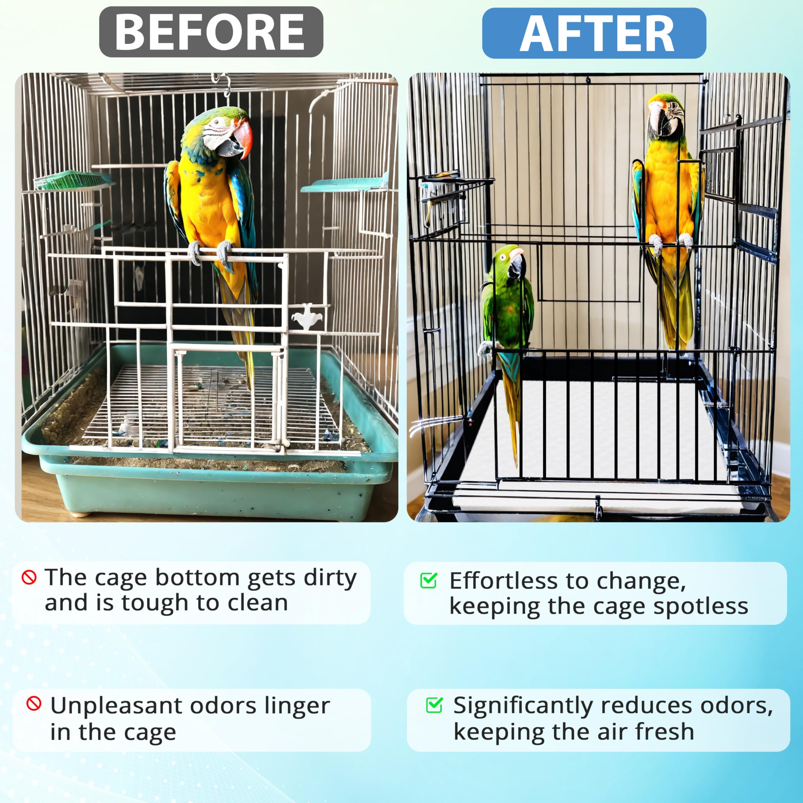 POMPET super-absorbent inner layer absorbs moisture for a drier cage.