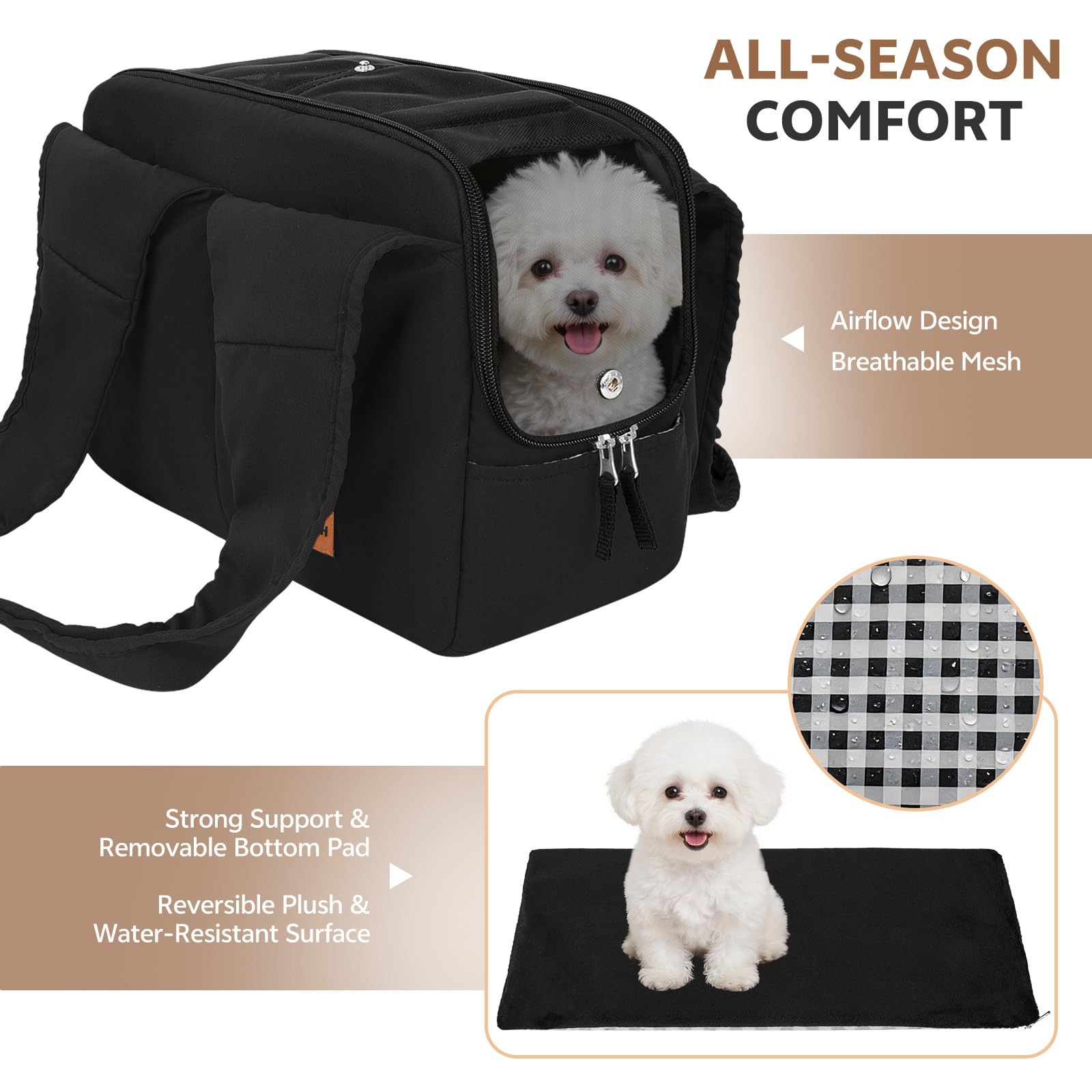 PONEISH collapsible travel puppy carrier in compact folded form.