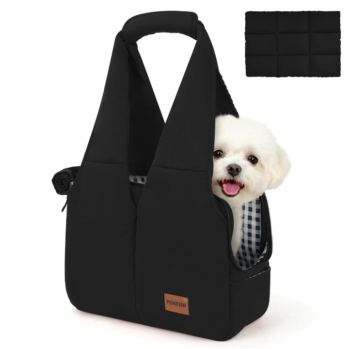PONEISH dog purse carrier front view with sturdy bottom for stability